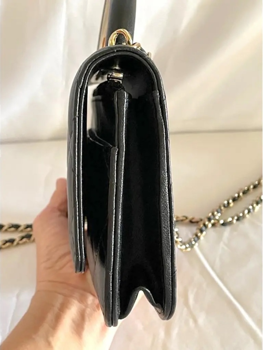 ***NEW - CHANEL Lambskin Quilted Top Handle Wallet On Chain - WOC - Picture 11 of 11